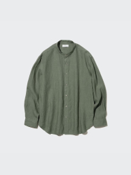 Рубашка льняная UNIQLO на пуговицах 1159843482 (Зеленый XXL)