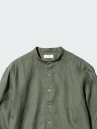 Рубашка льняная UNIQLO на пуговицах 1159843483 (Зеленый 3XL)