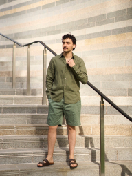 Сорочка лляна UNIQLO на гудзиках 1159843483 (Зелений 3XL)