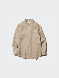 Сорочка лляна UNIQLO на гудзиках 1159849099 (Бежевий M)