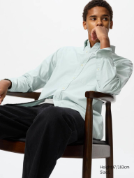 Рубашка UNIQLO на пуговицах 1159852136 (Зеленый XL)