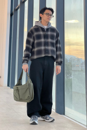 Фланелева сорочка в клітину UNIQLO 1159852954 (Чорний L)