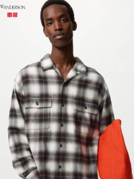 Фланелевая рубашка UNIQLO and JW ANDERSON в клетку 1159853502 (Серый XXL)