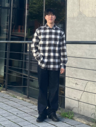 Фланелевая рубашка UNIQLO and JW ANDERSON в клетку 1159853502 (Серый XXL)