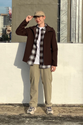 Фланелевая рубашка в клетку UNIQLO 1159853762 (Голубой 3XL)