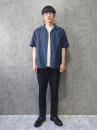 Мужская рубашка с коротким рукавом UNIQLO из смеси льна и хлопка 1159853794 (Синий XL)