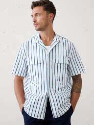 Чоловіча сорочка Banana Republic з коротким рукавом 1159854208 (Білий/Блакитний M)