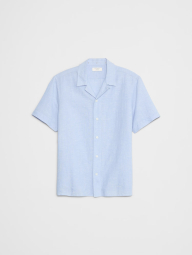 Чоловіча сорочка із суміші льону та бавовни Banana Republic з коротким рукавом 1159854327 (Блакитний M)