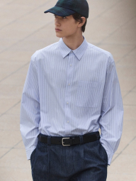 Рубашка в полоску UNIQLO 1159855178 (Голубой M)