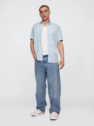 Мужская рубашка с короткими рукавами GAP с принтом 1159854894 (Белый/Голубой L)