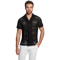 Вязаная мужская рубашка Guess с коротким рукавом 1159855065 (Черный XXL)