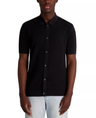 В'язана чоловіча текстурована сорочка Karl Lagerfeld Paris з коротким рукавом 1159855141 (Чорний M)