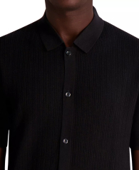 В'язана чоловіча текстурована сорочка Karl Lagerfeld Paris з коротким рукавом 1159855141 (Чорний M)