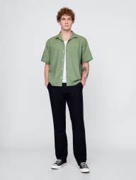 Мужская рубашка с короткими рукавами GAP из смеси льна и хлопка 1159855612 (Зеленый M)