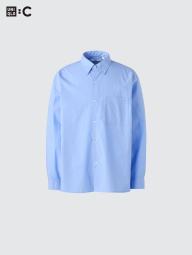 Рубашка оверсайз UNIQLO из плотной ткани 1159855690 (Голубой L)