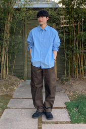 Рубашка оверсайз UNIQLO из плотной ткани 1159855690 (Голубой L)