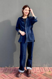 Джинсовая рубашка на пуговицах UNIQLO 1159855874 (Синий M)