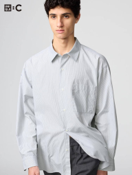 Сорочка в смужку UNIQLO оверсайз 1159857029 (Зелений L)