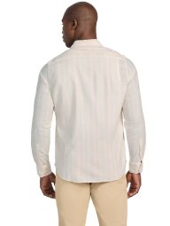 Мужская рубашка из смеси льна и хлопка Guess 1159859237 (Молочный/Розовый L)