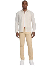 Мужская рубашка из смеси льна и хлопка Guess 1159859237 (Молочный/Розовый L)