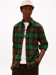 Мужская рубашка-оксфорд Tommy Hilfiger в клетку 1159859795 (Зеленый/Коричневый L)