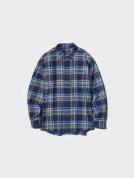 Фланелевая рубашка в клетку UNIQLO 1159860216 (Синий L)