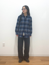 Фланелевая рубашка в клетку UNIQLO 1159860216 (Синий L)