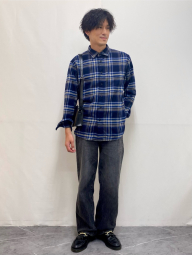 Фланелевая рубашка в клетку UNIQLO 1159860216 (Синий L)