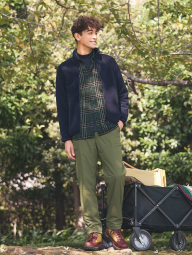 Фланелевая рубашка в клетку UNIQLO 1159860220 (Зеленый L)