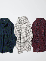 Фланелевая рубашка в клетку UNIQLO 1159860439 (Молочный M)