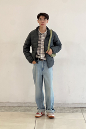 Фланелевая рубашка в клетку UNIQLO 1159860439 (Молочный M)