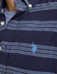 Мужская рубашка U.S. Polo Assn на пуговицах с принтом 1159863092 (Синий XL)