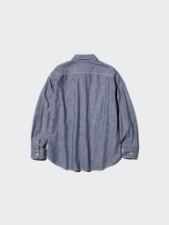 Легкая рубашка на пуговицах UNIQLO из ткани шамбре 1159906037 (Синий M)