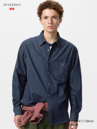 Джинсовая рубашка на пуговицах JW Anderson UNIQLO 1159962636 (Синий XL)