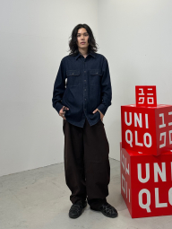 Джинсова сорочка на гудзиках JW Anderson UNIQLO 1159962636 (Синій XL)