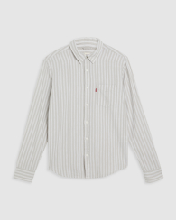Мужская рубашка в полоску Levi's из смеси хлопка и льна 1160135782 (Серый XL)