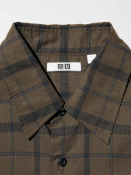Сорочка в клітку UNIQLO з короткими рукавами 1160739271 (Коричневий M)