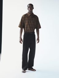 Сорочка в клітку UNIQLO з короткими рукавами 1160739271 (Коричневий M)