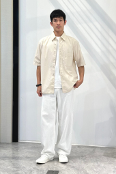 Сорочка UNIQLO з короткими рукавами 1160765030 (Молочний XXL)