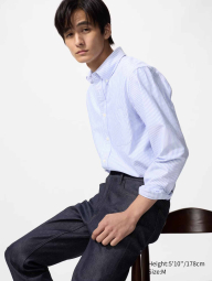 Сорочка в смужку UNIQLO 1160780160 (Білий/Блакитний 3XL)
