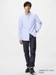 Сорочка в смужку UNIQLO 1160780160 (Білий/Блакитний 3XL)
