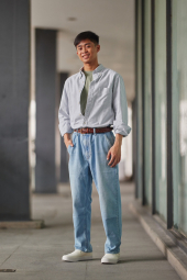 Сорочка в смужку UNIQLO 1160780160 (Білий/Блакитний 3XL)