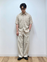 Рубашка в клетку UNIQLO с короткими рукавами 1161496350 (Бежевый XL)