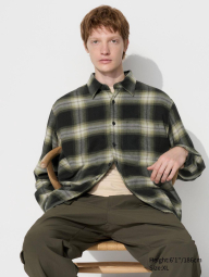 Фланелевая рубашка в клетку UNIQLO 1162143292 (Зеленый XL)