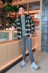 Фланелевая рубашка в клетку UNIQLO 1162143292 (Зеленый XL)