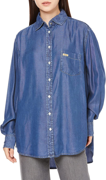 Женская легкая рубашка Guess на пуговицах 1159777177 (Синий, XS)