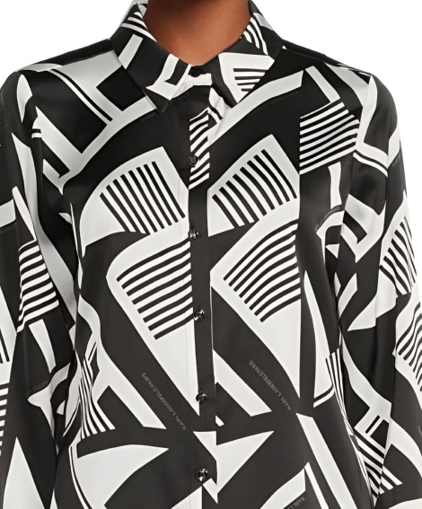 Жіноча легка сорочка Karl Lagerfeld на гудзиках 1159838482 (Чорний/Білий XL)