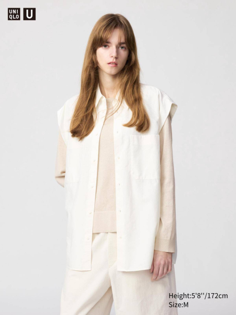 Жіноча легка сорочка Uniqlo без рукавів 1159839838 (Молочний S)