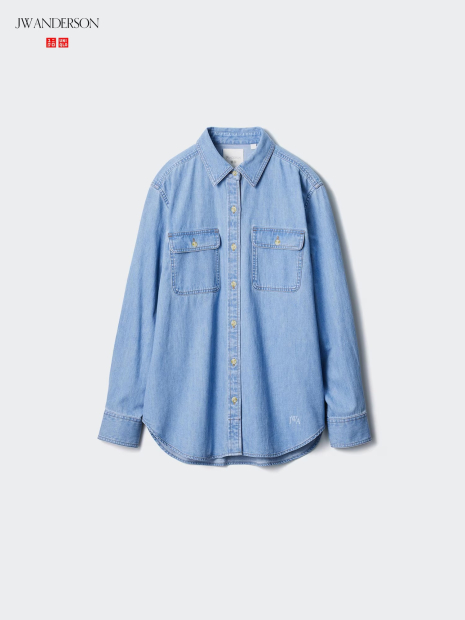 Джинсова сорочка-оверсайз на гудзиках Uniqlo JW Anderson 1159845115 (Блакитний L)