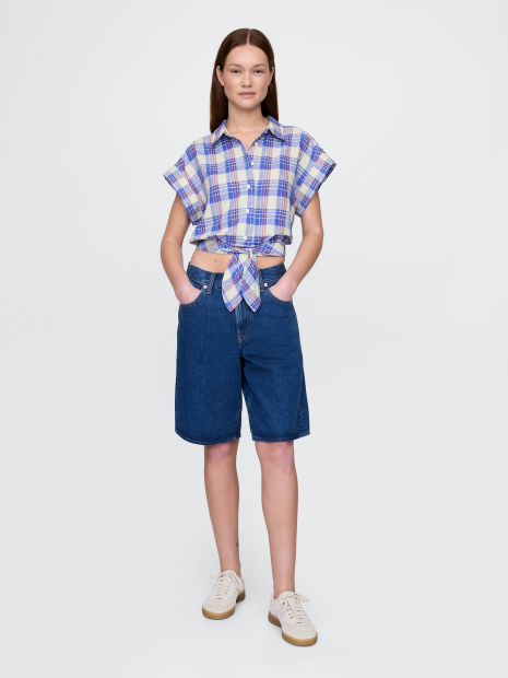Женская рубашка в клетку Gap 1159846202 (Синий/Красный S)